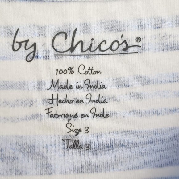 Chico's Blue and White Striped Short Sleeve Tee - Picture 4 of 6